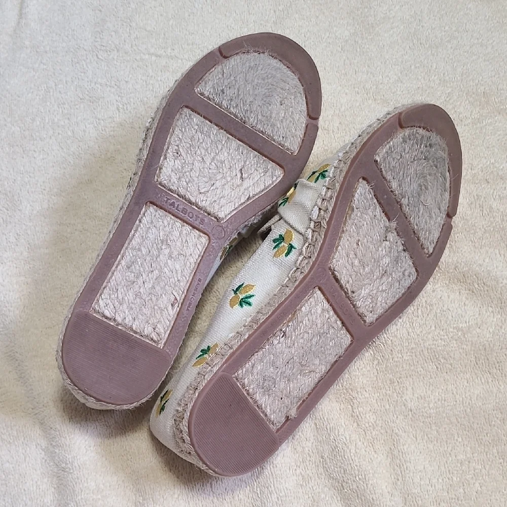 Talbots Lemon Embroidered Espadrille Flats Izzy Lemon Knotted Canvas Espadrilles